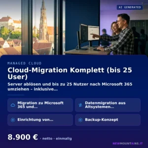 Cloud-Migration Komplett (bis 25 User) — Server ablösen und bis zu 25 Nutzer nach Microsoft 365 umziehen – inklusive… von Newmountains.IT aus Landshut