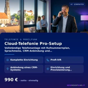 Cloud-Telefonie Pro-Setup — Vollständige Telefonanlage mit Rufnummernplan, Sprachmenü, CRM-Anbindung und… von Newmountains.IT aus Landshut
