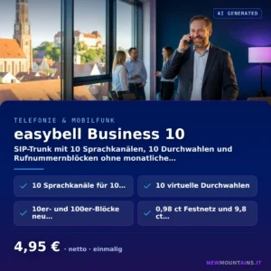 easybell Business 10 — SIP-Trunk mit 10 Sprachkanälen, 10 Durchwahlen und Rufnummernblöcken ohne monatliche… von Newmountains.IT aus Landshut