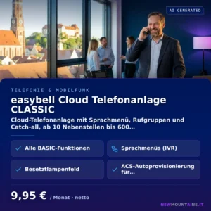 easybell Cloud Telefonanlage CLASSIC — Cloud-Telefonanlage mit Sprachmenü, Rufgruppen und Catch-all, ab 10 Nebenstellen bis 600… von Newmountains.IT aus Landshut