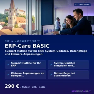 ERP-Care BASIC — Support-Hotline für Ihr ERP, System-Updates, Datenpflege und kleinere Anpassungen. von Newmountains.IT aus Landshut
