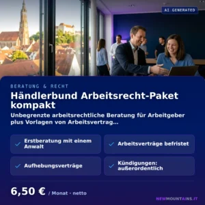 Händlerbund Arbeitsrecht-Paket kompakt — Unbegrenzte arbeitsrechtliche Beratung für Arbeitgeber plus Vorlagen von Arbeitsvertrag… von Newmountains.IT aus Landshut