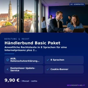 Händlerbund Basic Paket — Anwaltliche Rechtstexte in 8 Sprachen für eine Internetpräsenz plus 2… von Newmountains.IT aus Landshut