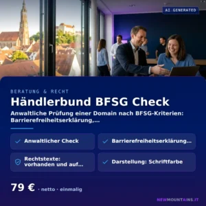 Händlerbund BFSG Check — Anwaltliche Prüfung einer Domain nach BFSG-Kriterien: Barrierefreiheitserklärung,… von Newmountains.IT aus Landshut