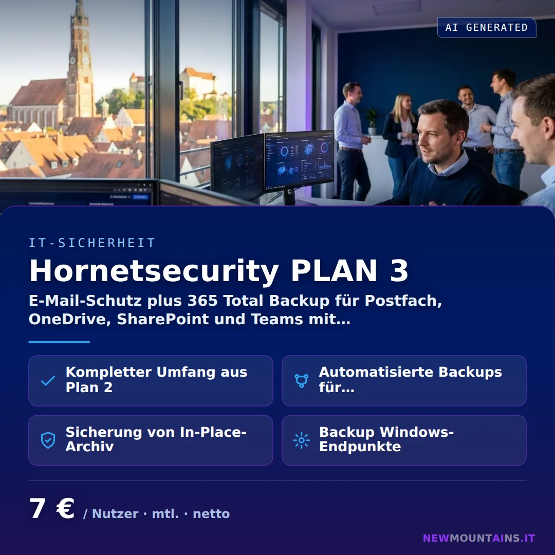 Hornetsecurity PLAN 3 — E-Mail-Schutz plus 365 Total Backup für Postfach, OneDrive, SharePoint und Teams mit… von Newmountains.IT aus Landshut