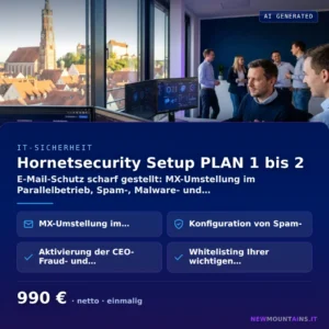 Hornetsecurity Setup PLAN 1 bis 2 — E-Mail-Schutz scharf gestellt: MX-Umstellung im Parallelbetrieb, Spam-, Malware- und… von Newmountains.IT aus Landshut