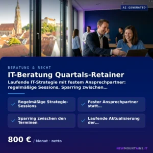 IT-Beratung Quartals-Retainer — Laufende IT-Strategie mit festem Ansprechpartner: regelmäßige Sessions, Sparring zwischen… von Newmountains.IT aus Landshut