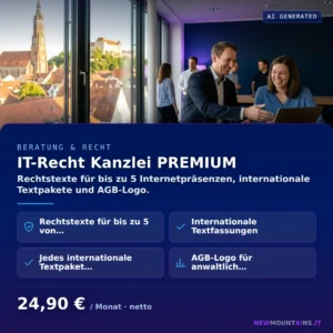 IT-Recht Kanzlei PREMIUM — Rechtstexte für bis zu 5 Internetpräsenzen, internationale Textpakete und AGB-Logo. von Newmountains.IT aus Landshut
