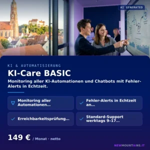KI-Care BASIC — Monitoring aller KI-Automationen und Chatbots mit Fehler-Alerts in Echtzeit. von Newmountains.IT aus Landshut