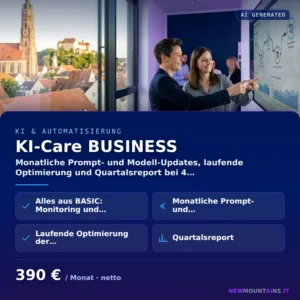 KI-Care BUSINESS — Monatliche Prompt- und Modell-Updates, laufende Optimierung und Quartalsreport bei 4… von Newmountains.IT aus Landshut