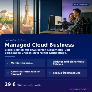 Managed Cloud Business — Cloud-Betrieb mit erweiterten Sicherheits- und Compliance-Checks statt reiner Grundpflege. von Newmountains.IT aus Landshut