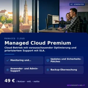 Managed Cloud Premium — Cloud-Betrieb mit vorausschauender Optimierung und priorisiertem Support mit SLA. von Newmountains.IT aus Landshut