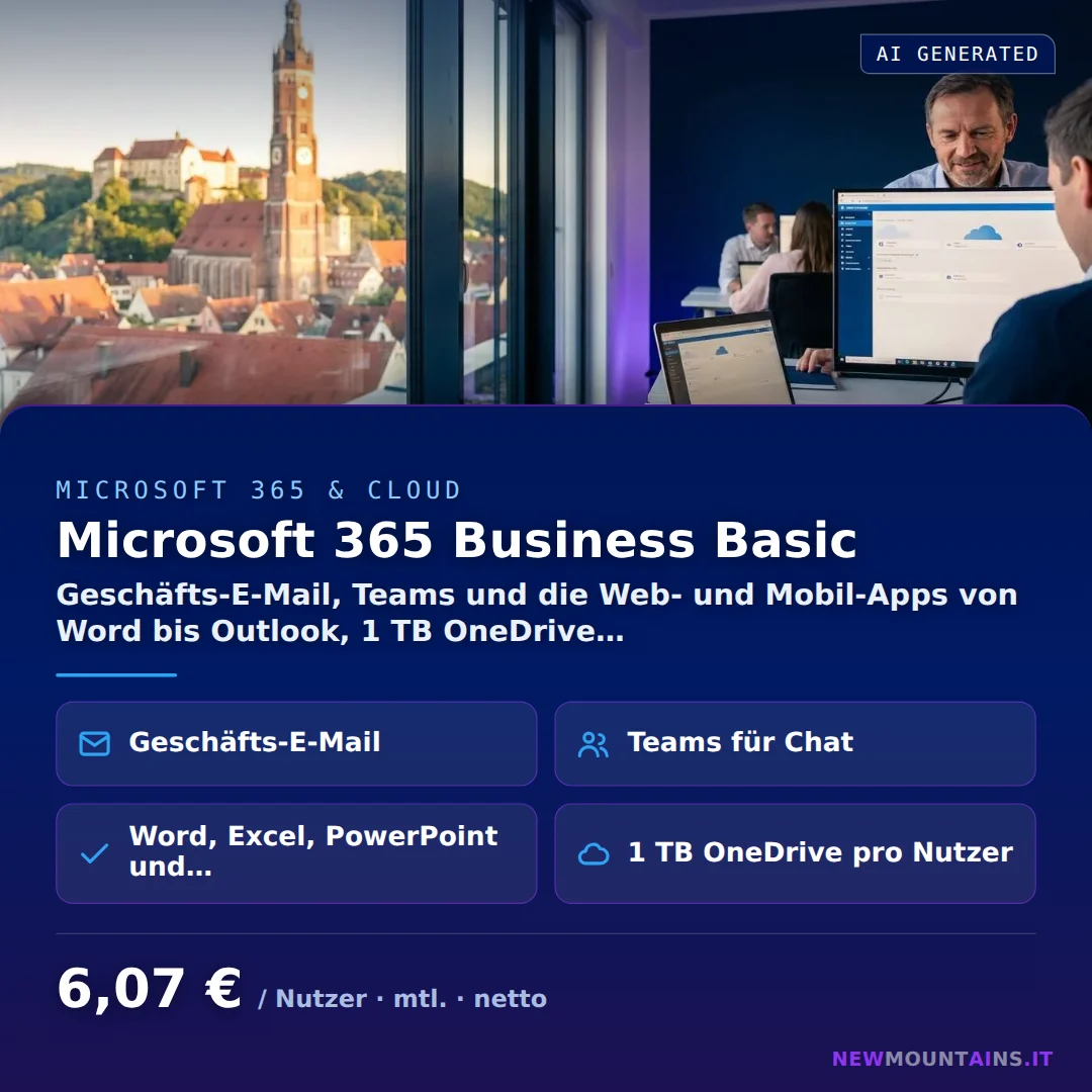 Microsoft 365 Business Basic — Geschäfts-E-Mail, Teams und die Web- und Mobil-Apps von Word bis Outlook, 1 TB OneDrive… von Newmountains.IT aus Landshut