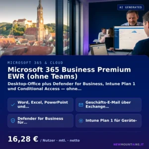 Microsoft 365 Business Premium EWR (ohne Teams) — Desktop-Office plus Defender for Business, Intune Plan 1 und Conditional Access — ohne… von Newmountains.IT aus Landshut