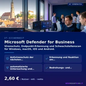 Microsoft Defender for Business — Virenschutz, Endpunkt-Erkennung und Schwachstellenscan für Windows, macOS, iOS und Android. von Newmountains.IT aus Landshut
