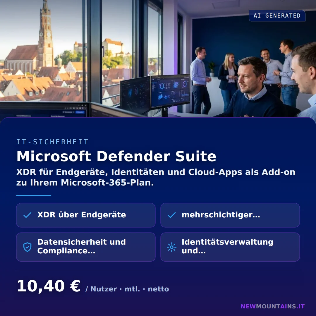 Microsoft Defender Suite — XDR für Endgeräte, Identitäten und Cloud-Apps als Add-on zu Ihrem Microsoft-365-Plan. von Newmountains.IT aus Landshut