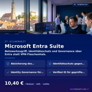 Microsoft Entra Suite — Netzwerkzugriff, Identitätsschutz und Governance über Entra statt VPN-Flaschenhals. von Newmountains.IT aus Landshut