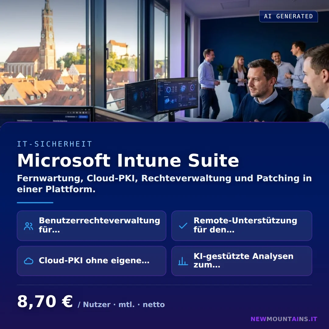 Microsoft Intune Suite — Fernwartung, Cloud-PKI, Rechteverwaltung und Patching in einer Plattform. von Newmountains.IT aus Landshut