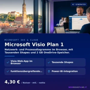 Microsoft Visio Plan 1 — Netzwerk- und Prozessdiagramme im Browser, mit Tausenden Shapes und 2 GB OneDrive-Speicher. von Newmountains.IT aus Landshut