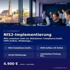 NIS2-Implementierung — NIS2 umsetzen statt nur diskutieren: Compliance-Audit, ISMS-Aufbau, Meldewege,… von Newmountains.IT aus Landshut