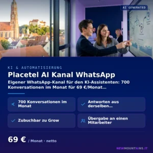 Placetel AI Kanal WhatsApp — Eigener WhatsApp-Kanal für den KI-Assistenten: 700 Konversationen im Monat für 69 €/Monat… von Newmountains.IT aus Landshut