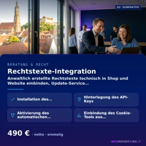 Rechtstexte-Integration — Anwaltlich erstellte Rechtstexte technisch in Shop und Website einbinden, Update-Service… von Newmountains.IT aus Landshut