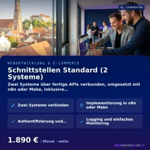 Schnittstellen Standard (2 Systeme) — Zwei Systeme über fertige APIs verbunden, umgesetzt mit n8n oder Make, inklusive… von Newmountains.IT aus Landshut