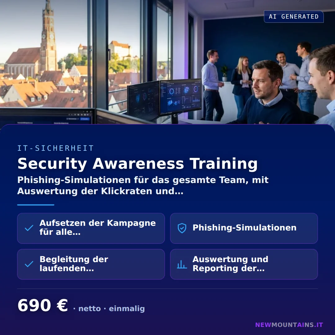 Security Awareness Training — Phishing-Simulationen für das gesamte Team, mit Auswertung der Klickraten und… von Newmountains.IT aus Landshut