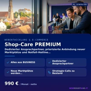 Shop-Care PREMIUM — Dedizierter Ansprechpartner, priorisierte Anbindung neuer Marktplätze und Notfall-Hotline… von Newmountains.IT aus Landshut