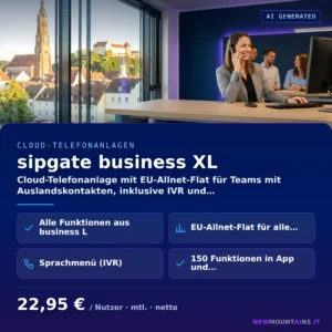sipgate business XL — Cloud-Telefonanlage mit EU-Allnet-Flat für Teams mit Auslandskontakten, inklusive IVR und… von Newmountains.IT aus Landshut