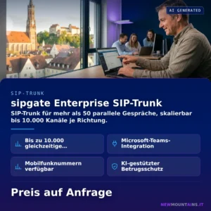 sipgate Enterprise SIP-Trunk — SIP-Trunk für mehr als 50 parallele Gespräche, skalierbar bis 10.000 Kanäle je Richtung. von Newmountains.IT aus Landshut