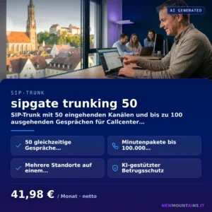 sipgate trunking 50 — SIP-Trunk mit 50 eingehenden Kanälen und bis zu 100 ausgehenden Gesprächen für Callcenter… von Newmountains.IT aus Landshut