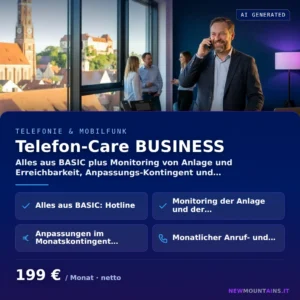Telefon-Care BUSINESS — Alles aus BASIC plus Monitoring von Anlage und Erreichbarkeit, Anpassungs-Kontingent und… von Newmountains.IT aus Landshut