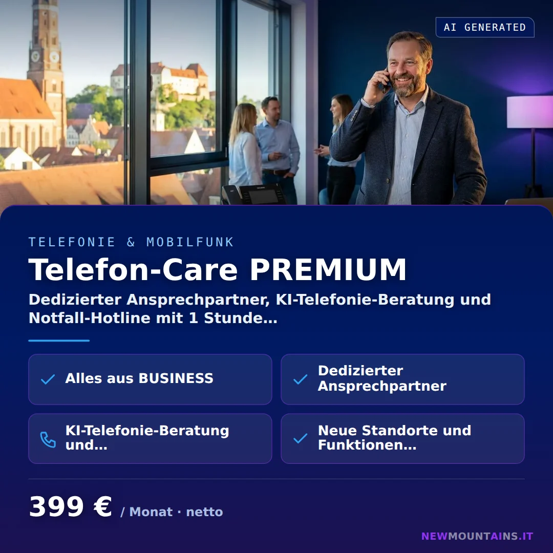 Telefon-Care PREMIUM — Dedizierter Ansprechpartner, KI-Telefonie-Beratung und Notfall-Hotline mit 1 Stunde… von Newmountains.IT aus Landshut