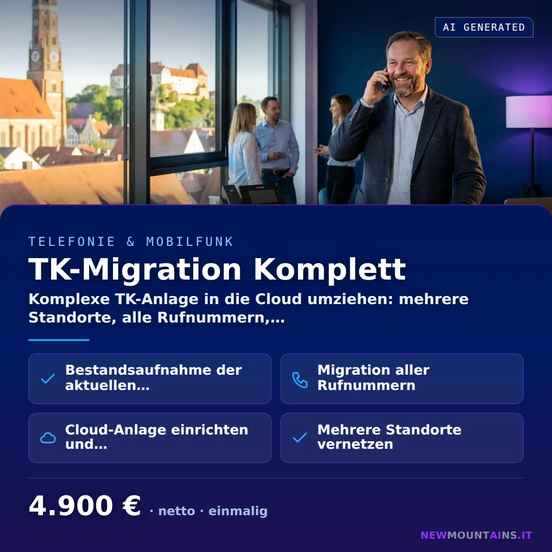 TK-Migration Komplett — Komplexe TK-Anlage in die Cloud umziehen: mehrere Standorte, alle Rufnummern,… von Newmountains.IT aus Landshut
