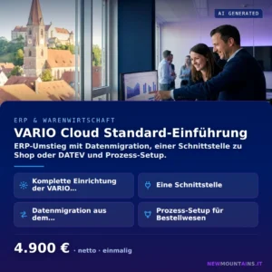 VARIO Cloud Standard-Einführung — ERP-Umstieg mit Datenmigration, einer Schnittstelle zu Shop oder DATEV und Prozess-Setup. von Newmountains.IT aus Landshut