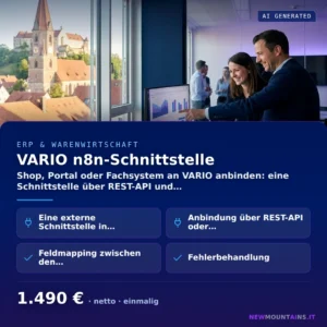 VARIO n8n-Schnittstelle — Shop, Portal oder Fachsystem an VARIO anbinden: eine Schnittstelle über REST-API und… von Newmountains.IT aus Landshut