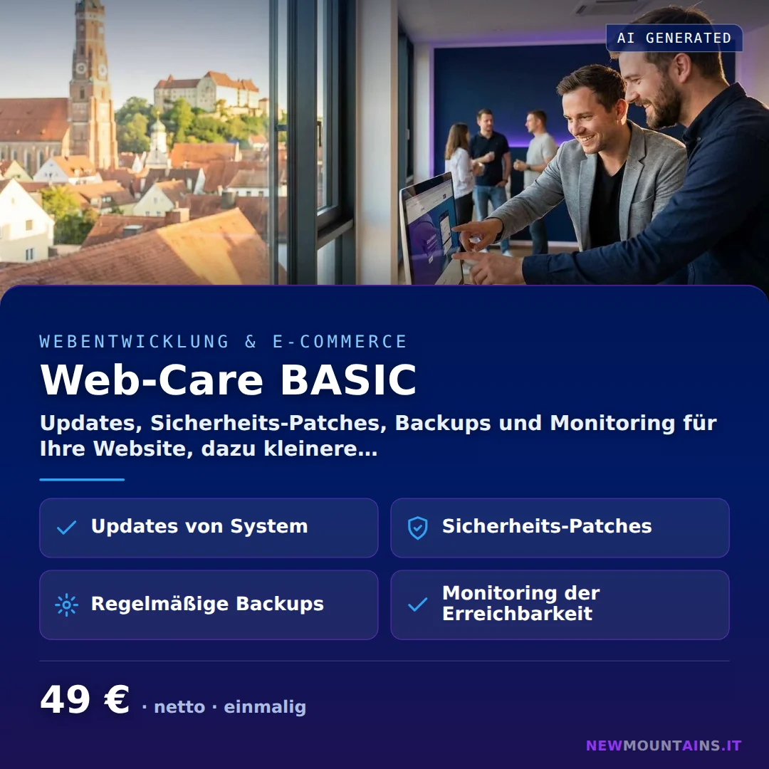 Web-Care BASIC — Updates, Sicherheits-Patches, Backups und Monitoring für Ihre Website, dazu kleinere… von Newmountains.IT aus Landshut