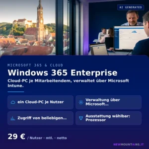 Windows 365 Enterprise — Cloud-PC je Mitarbeitendem, verwaltet über Microsoft Intune. von Newmountains.IT aus Landshut