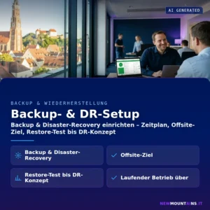 Backup- & DR-Setup – Backup & Disaster-Recovery einrichten – Zeitplan, Offsite-Ziel, Restore-Test bis DR-Konzept | Newmountains.IT aus Landshut