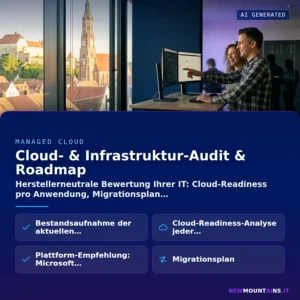 Cloud- & Infrastruktur-Audit & Roadmap – Herstellerneutrale Bewertung Ihrer IT: Cloud-Readiness pro Anwendung, Migrationsplan | Newmountains.IT aus Landshut
