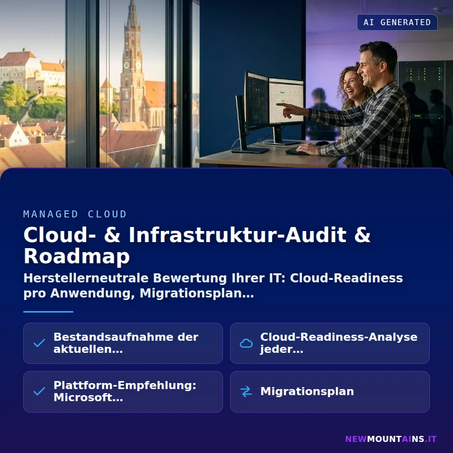 Cloud- & Infrastruktur-Audit & Roadmap – Herstellerneutrale Bewertung Ihrer IT: Cloud-Readiness pro Anwendung, Migrationsplan | Newmountains.IT aus Landshut