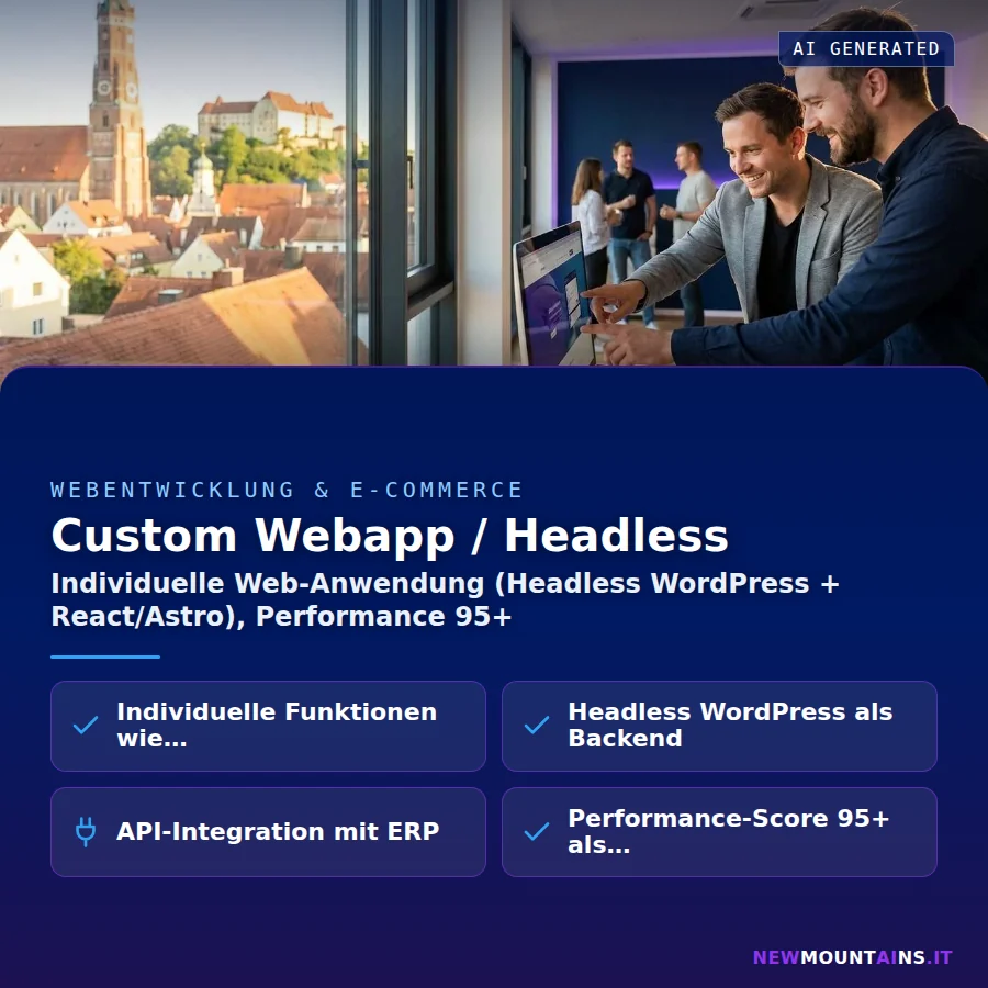 Custom Webapp / Headless – Individuelle Web-Anwendung (Headless WordPress + React/Astro), Performance 95+ | Newmountains.IT aus Landshut