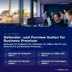 Defender- und Purview-Suiten für Business Premium – Defender for Endpoint P2, Defender for Office 365 P2 und Entra ID P2 auf Business Premium | Newmountains.IT aus Landshut