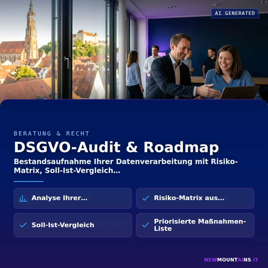 DSGVO-Audit & Roadmap – Bestandsaufnahme Ihrer Datenverarbeitung mit Risiko-Matrix, Soll-Ist-Vergleich | Newmountains.IT aus Landshut