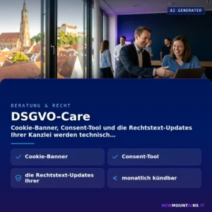 DSGVO-Care – Cookie-Banner, Consent-Tool und die Rechtstext-Updates Ihrer Kanzlei werden technisch | Newmountains.IT aus Landshut