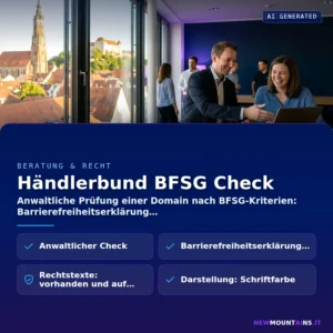 Händlerbund BFSG Check – Anwaltliche Prüfung einer Domain nach BFSG-Kriterien: Barrierefreiheitserklärung | Newmountains.IT aus Landshut