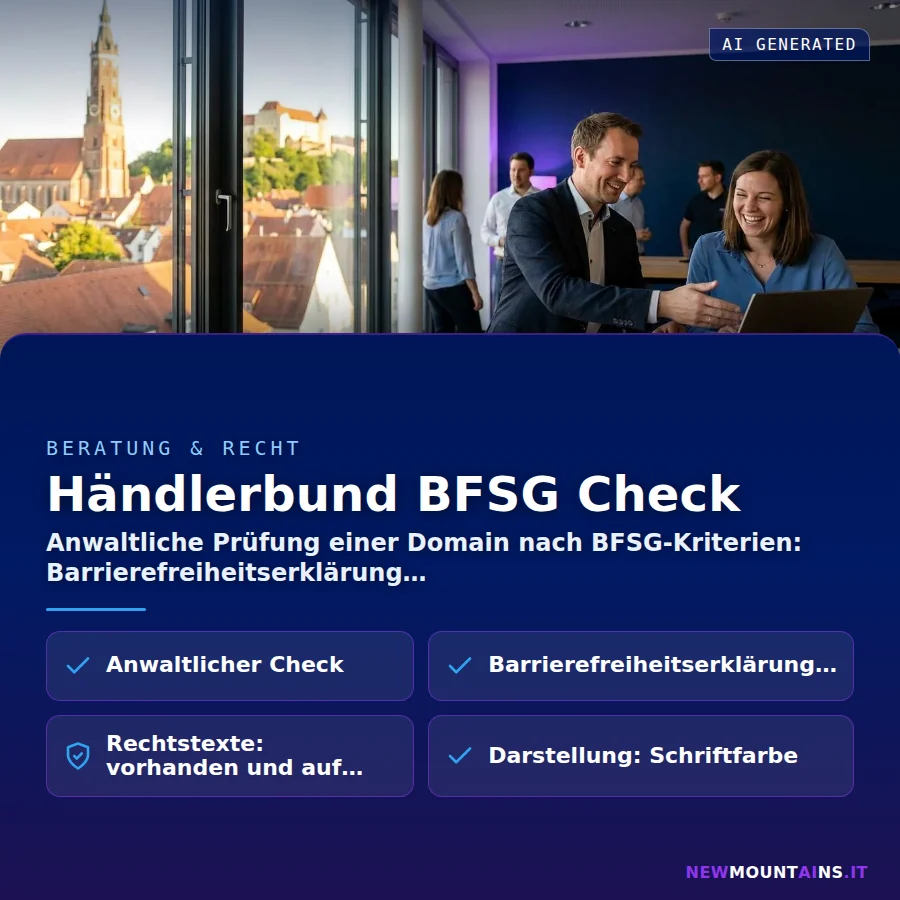 Händlerbund BFSG Check – Anwaltliche Prüfung einer Domain nach BFSG-Kriterien: Barrierefreiheitserklärung | Newmountains.IT aus Landshut