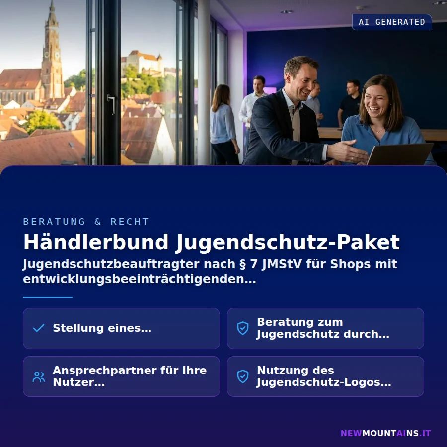 Händlerbund Jugendschutz-Paket – Jugendschutzbeauftragter nach § 7 JMStV für Shops mit entwicklungsbeeinträchtigenden | Newmountains.IT aus Landshut