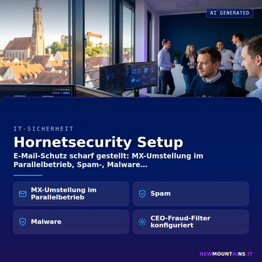 Hornetsecurity Setup – E-Mail-Schutz scharf gestellt: MX-Umstellung im Parallelbetrieb, Spam-, Malware | Newmountains.IT aus Landshut